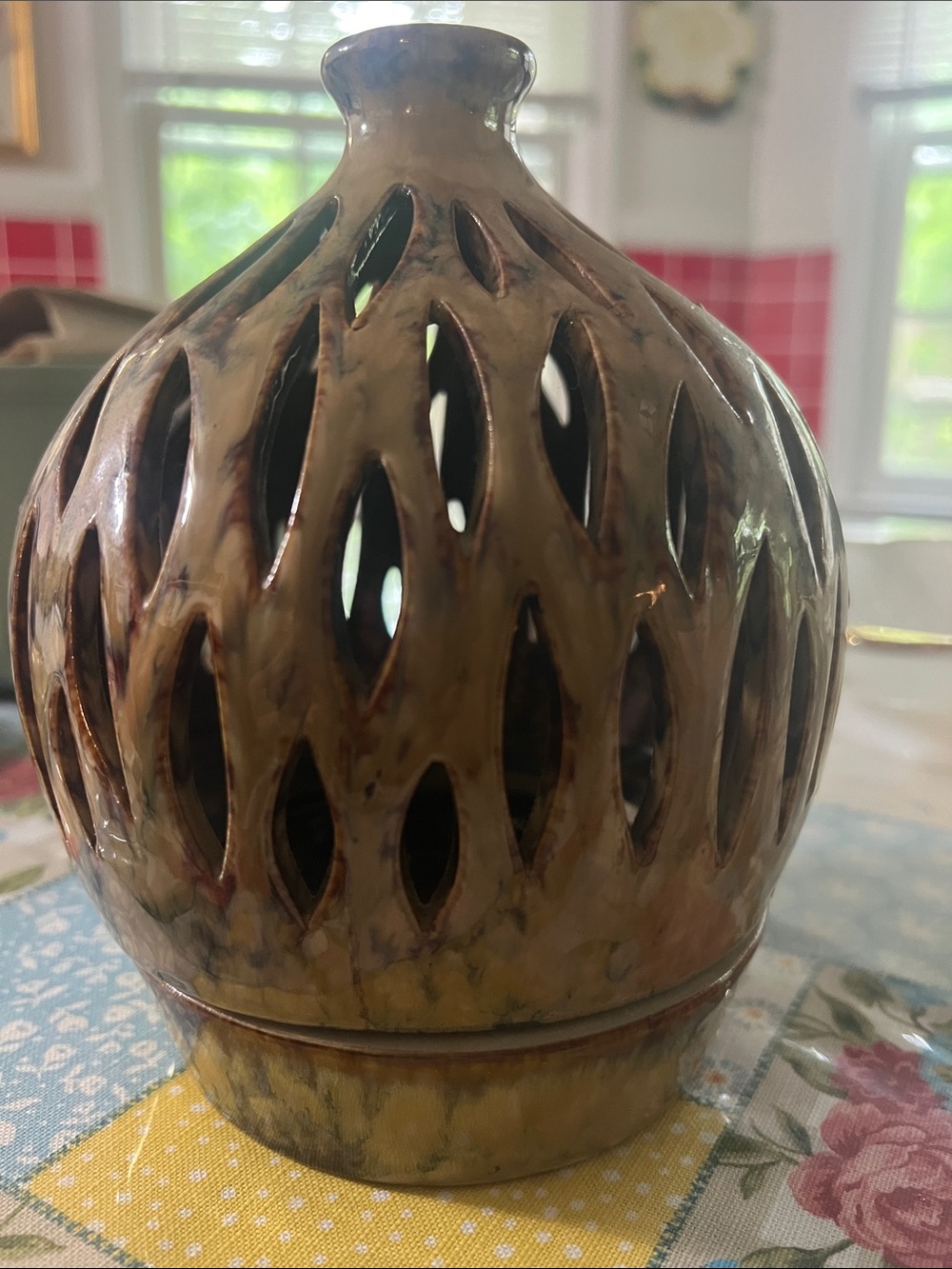 Brown Glazed Ceramic wax warmer Vase